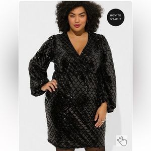 Torrid Black Sequin Dress - Size 18